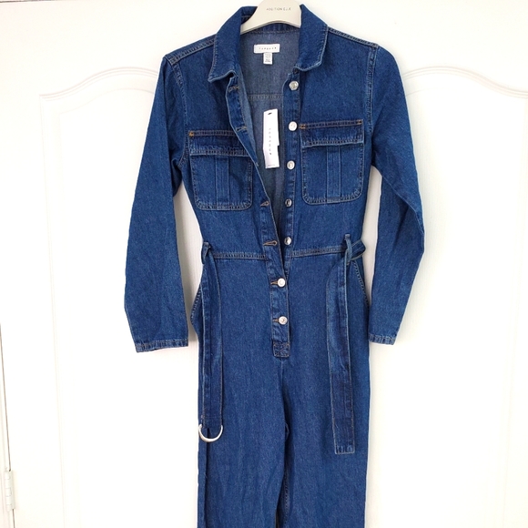 Topshop Utility Denim Jumpsuit, NWT - Picture 2 of 8